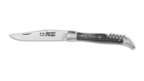 Couteau Laguiole avec tire-bouchon manche corne Couteau Laguiole avec tire-bouchon manche corne