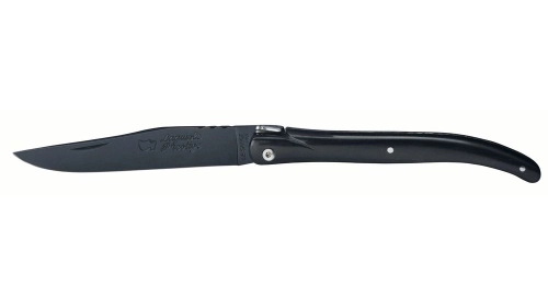 Couteau Laguiole 12 cm plein manche ébène lame téflon noir Couteau Laguiole 12 cm plein manche ébène lame téflon noir