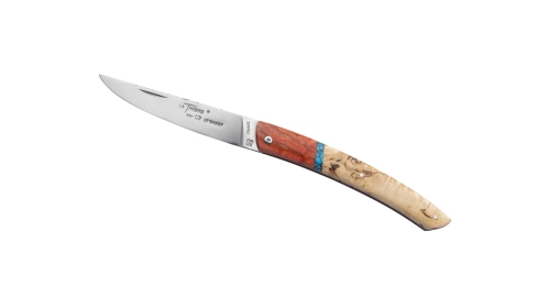 Couteau de poche Le Thiers® bouleau de Finlande insert Turquoise