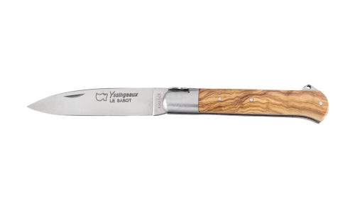 Couteau Yssingeaux manche olivier avec ressort forgé Couteau Yssingeaux manche olivier avec ressort forgé