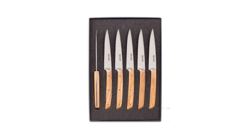 Coffret de 6 couteaux de table Epure® en olivier