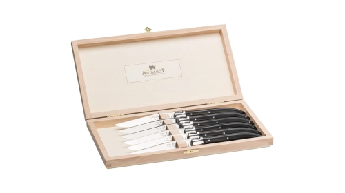 Couteau de table Laguiole Harmony mitres inox manche POM noir Couteau de table Laguiole Harmony mitres inox manche POM noir