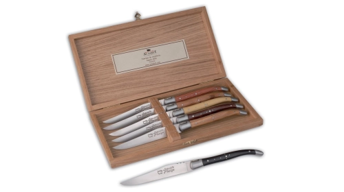 Coffret de 6 couteaux de table Laguiole Prestige® manches bois panachés Coffret de 6 couteaux de table Laguiole Prestige® manches bois panachés