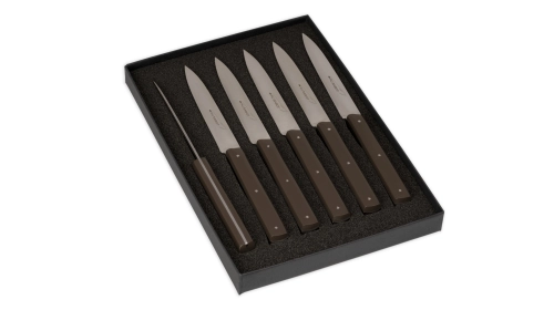 Coffret 6 Couteaux Table Le Richelieu Composite Brun