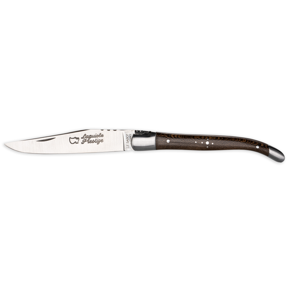 Couteau Laguiole 12 cm 2 mitres inox manche érable fumé