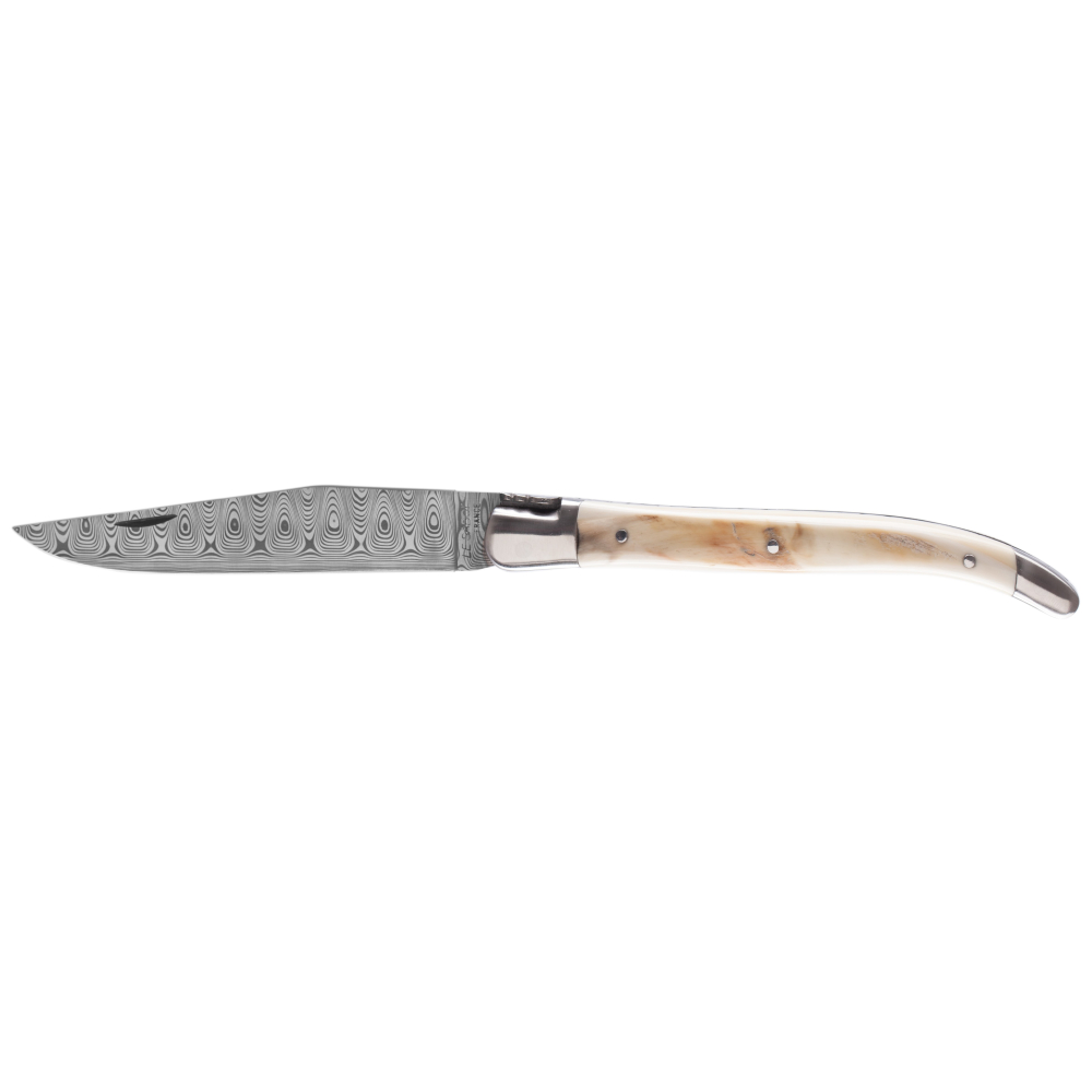 Couteau Laguiole 12 cm manche phacochère lame damas