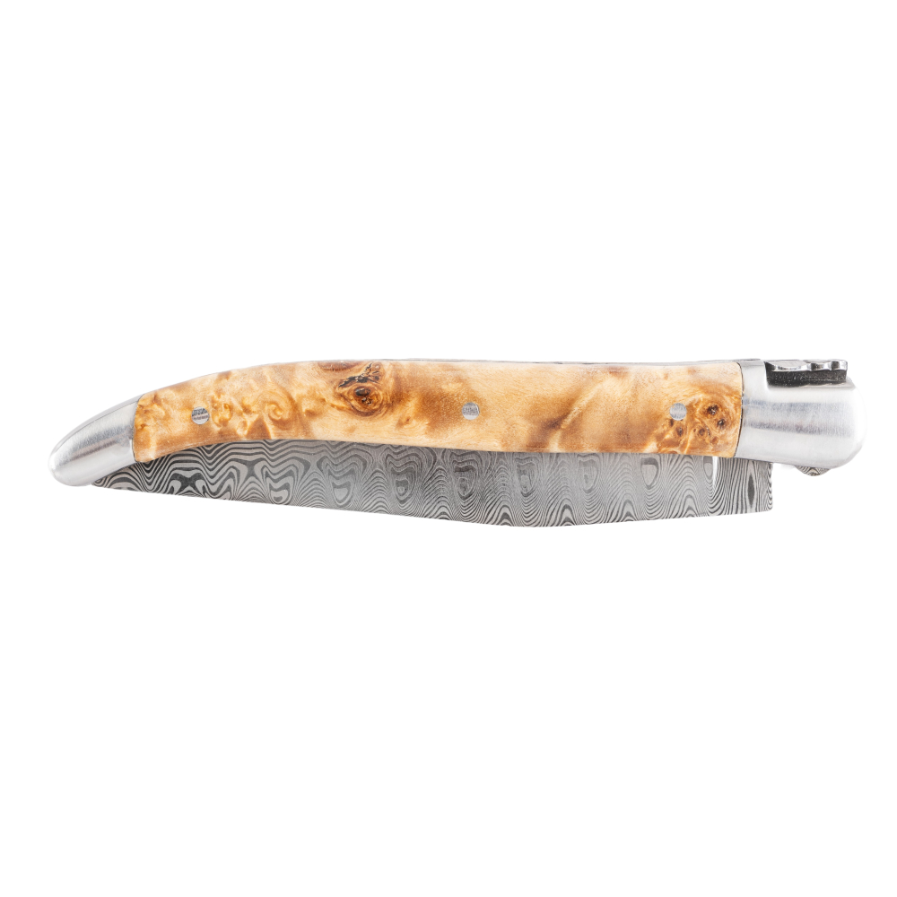Couteau Laguiole 12 cm manche peuplier stabilisé lame damas