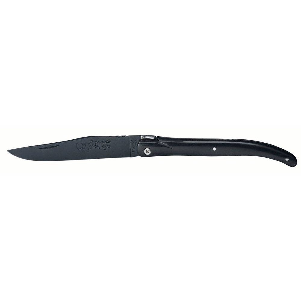 Couteau Laguiole 12 cm plein manche ébène lame téflon noir
