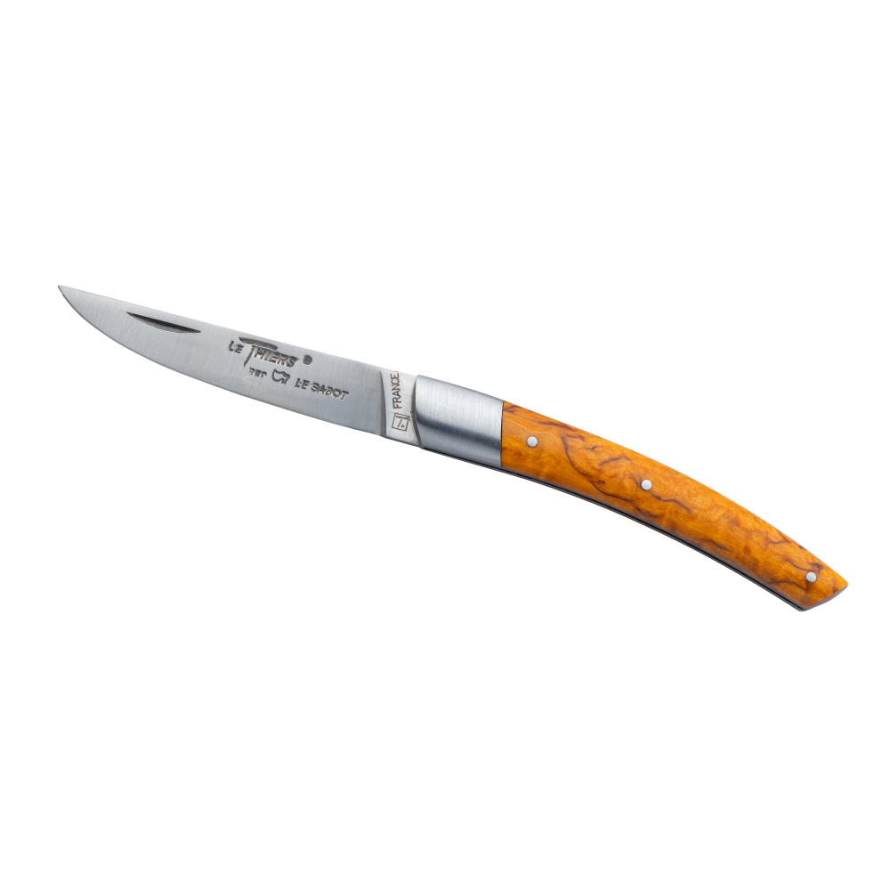 Couteau de poche Le Thiers® Tradition Mitre Inox 10 cm bois stabilisé orange