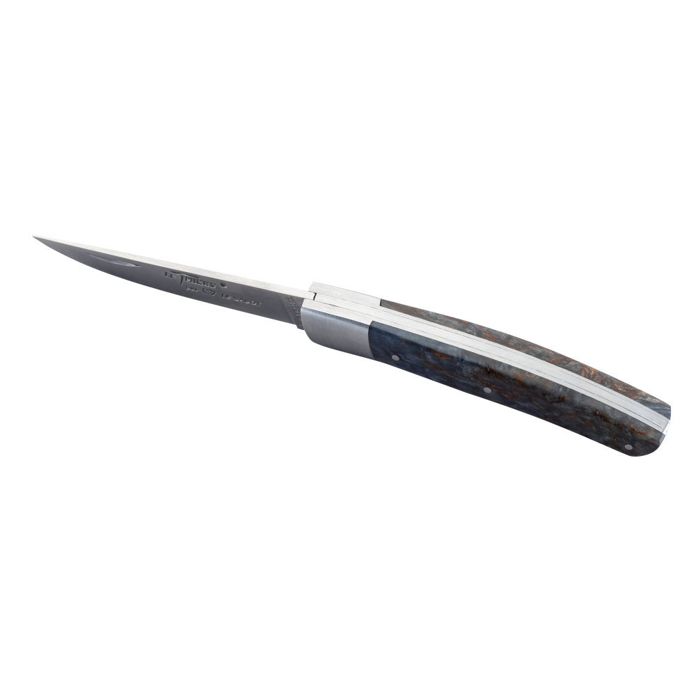 Couteau de poche Le Thiers® Tradition Mitre Inox 10 cm bois stabilisé bleu