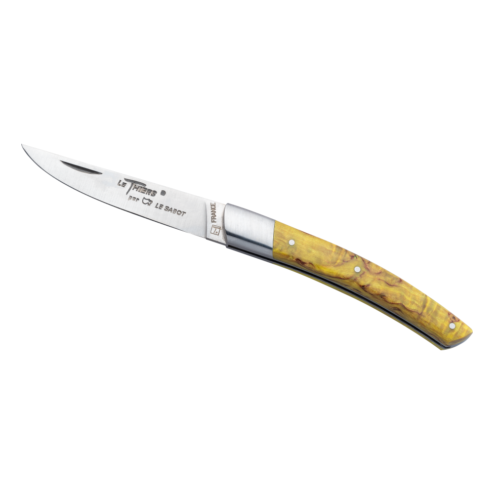 Couteau de poche Le Thiers® Tradition Mitre Inox 10 cm bois stabilisé vert tilleul