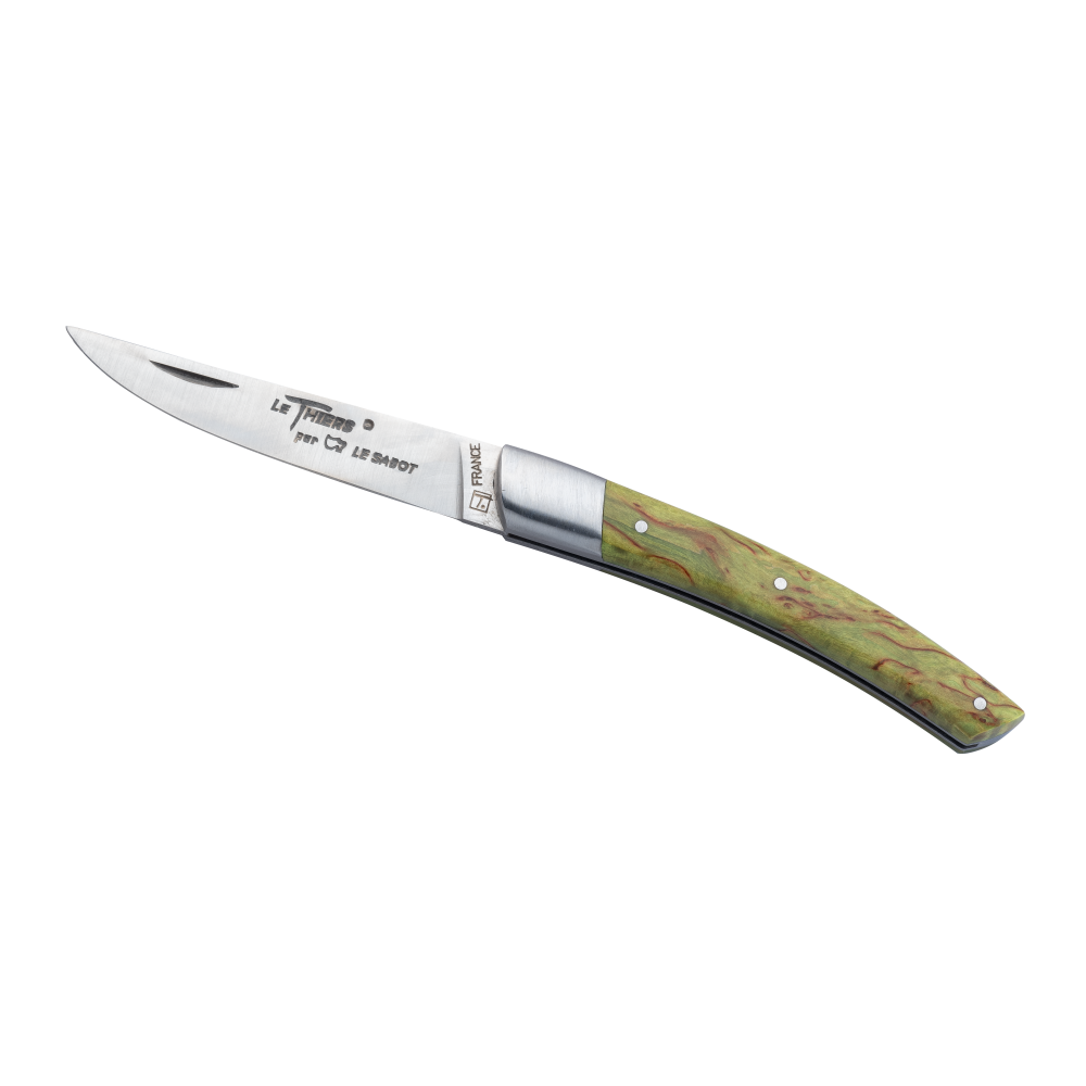 Couteau de poche Le Thiers® Tradition Mitre Inox 10 cm bois stabilisé vert fougère