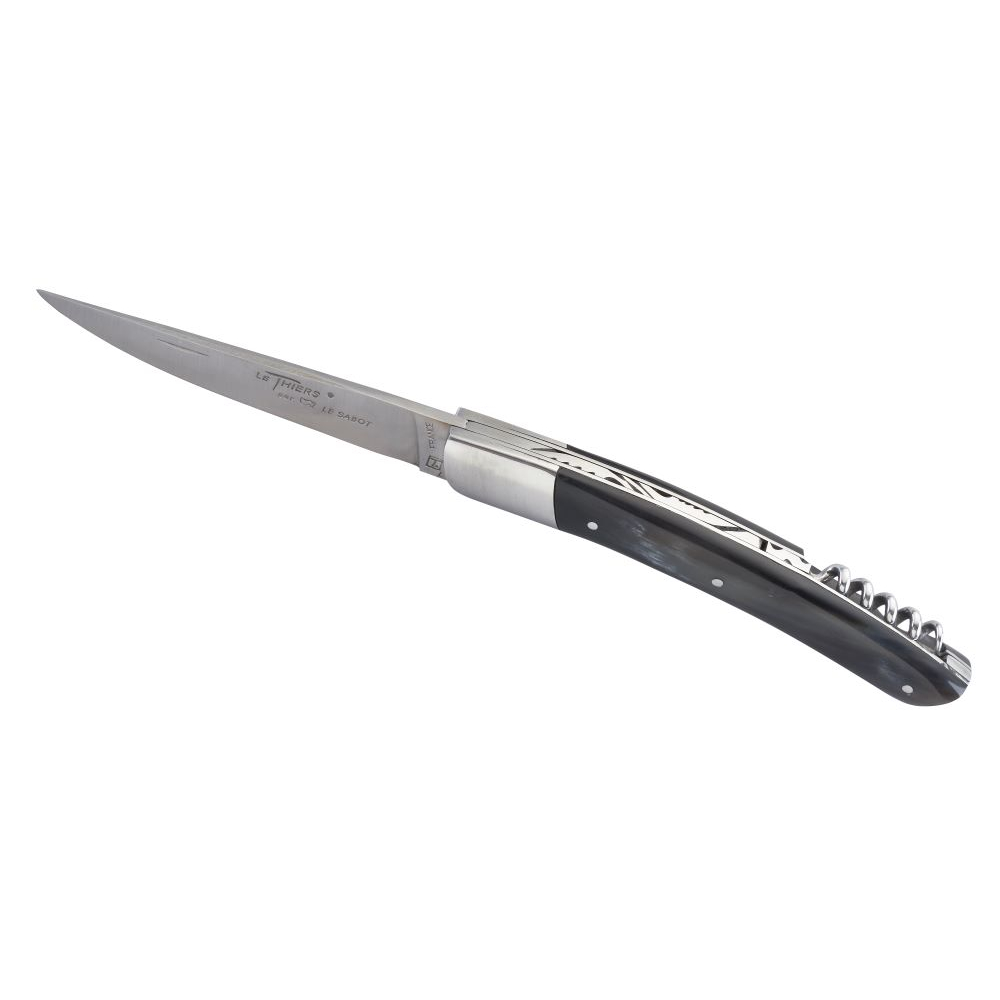 Couteau Le Thiers® 12 cm avec tire-bouchon manche corne