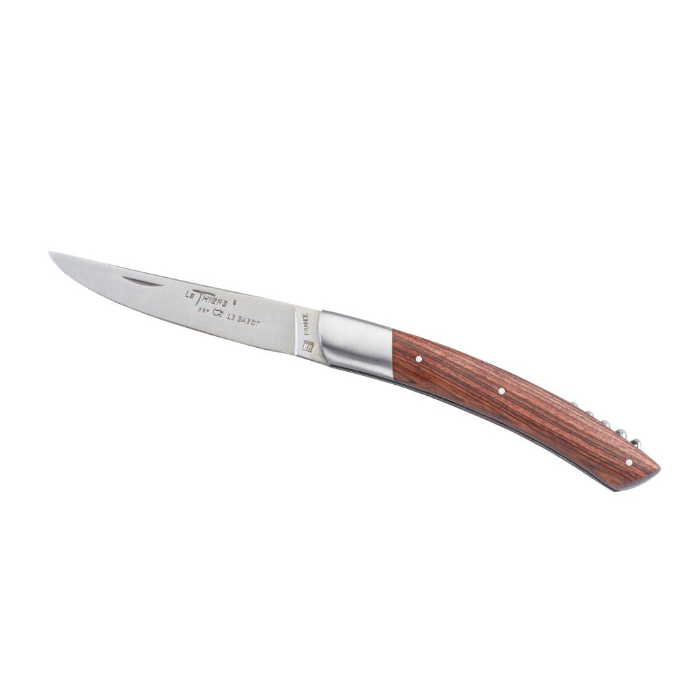 Couteau Le Thiers® 12 cm avec tire-bouchon manche bois de violette