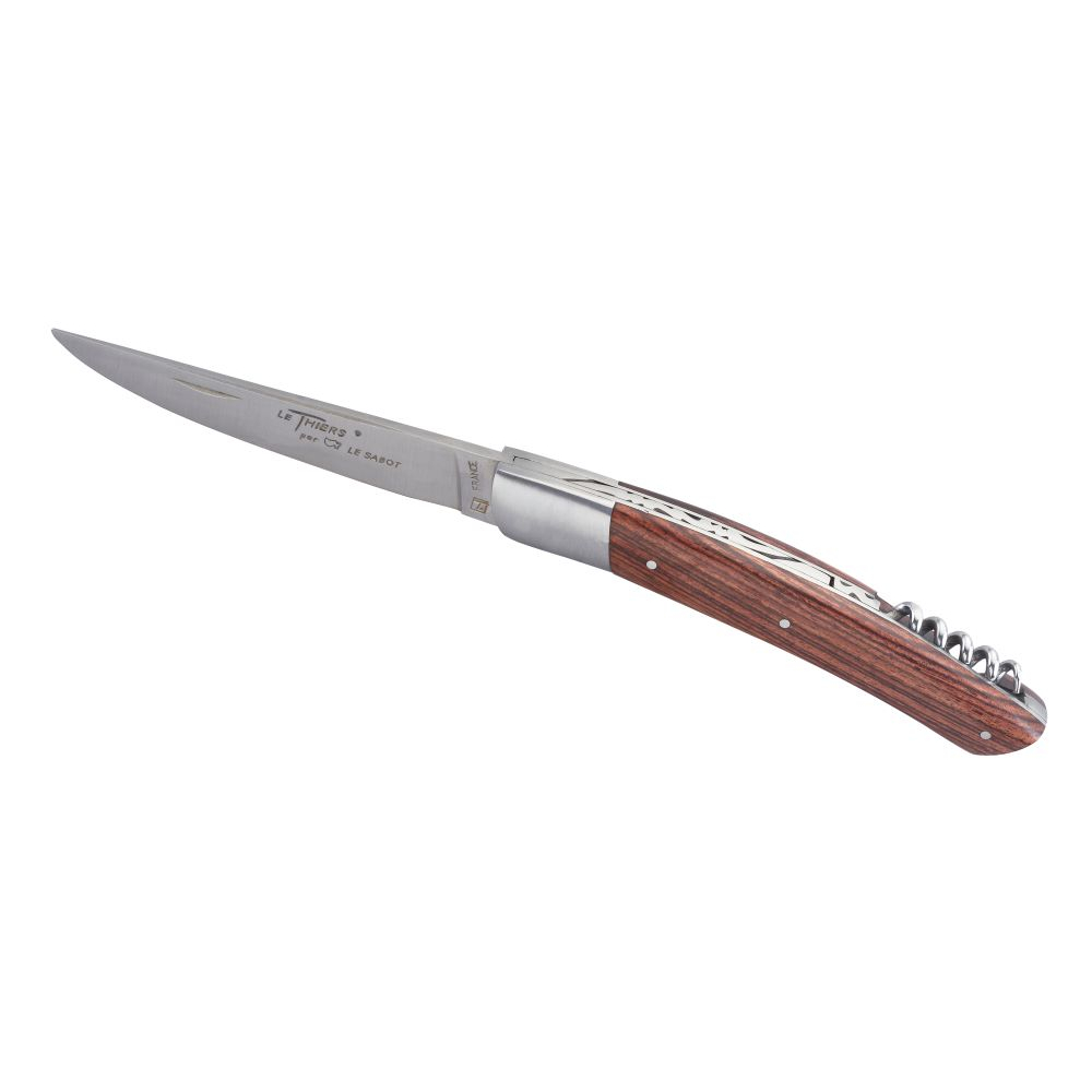 Couteau Le Thiers® 12 cm avec tire-bouchon manche bois de violette