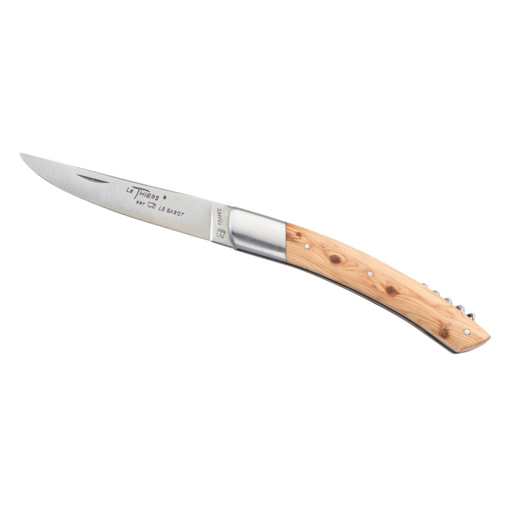 Couteau Le Thiers® 12 cm avec tire-bouchon manche genévrier