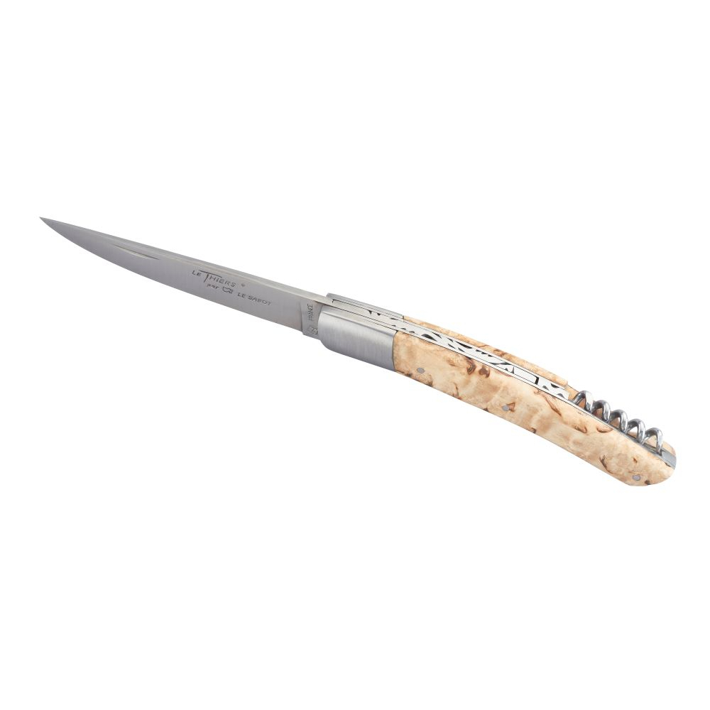 Couteau Le Thiers® 12 cm avec tire-bouchon manche bouleau de Finlande