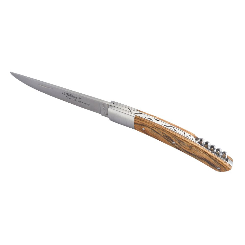 Couteau Le Thiers® 12 cm avec tire-bouchon manche bocote