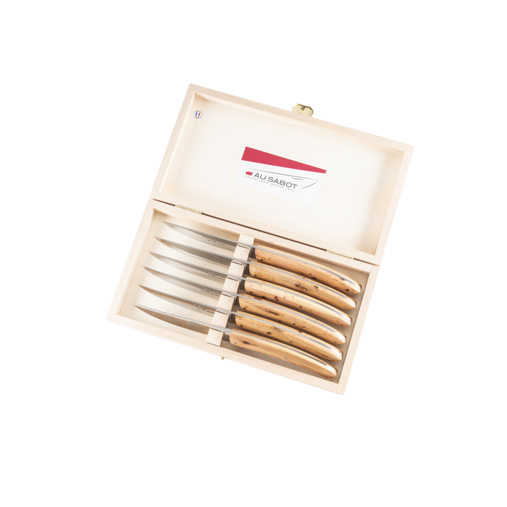 Coffret hêtre de 6 couteaux de table Le Thiers® en genévrier