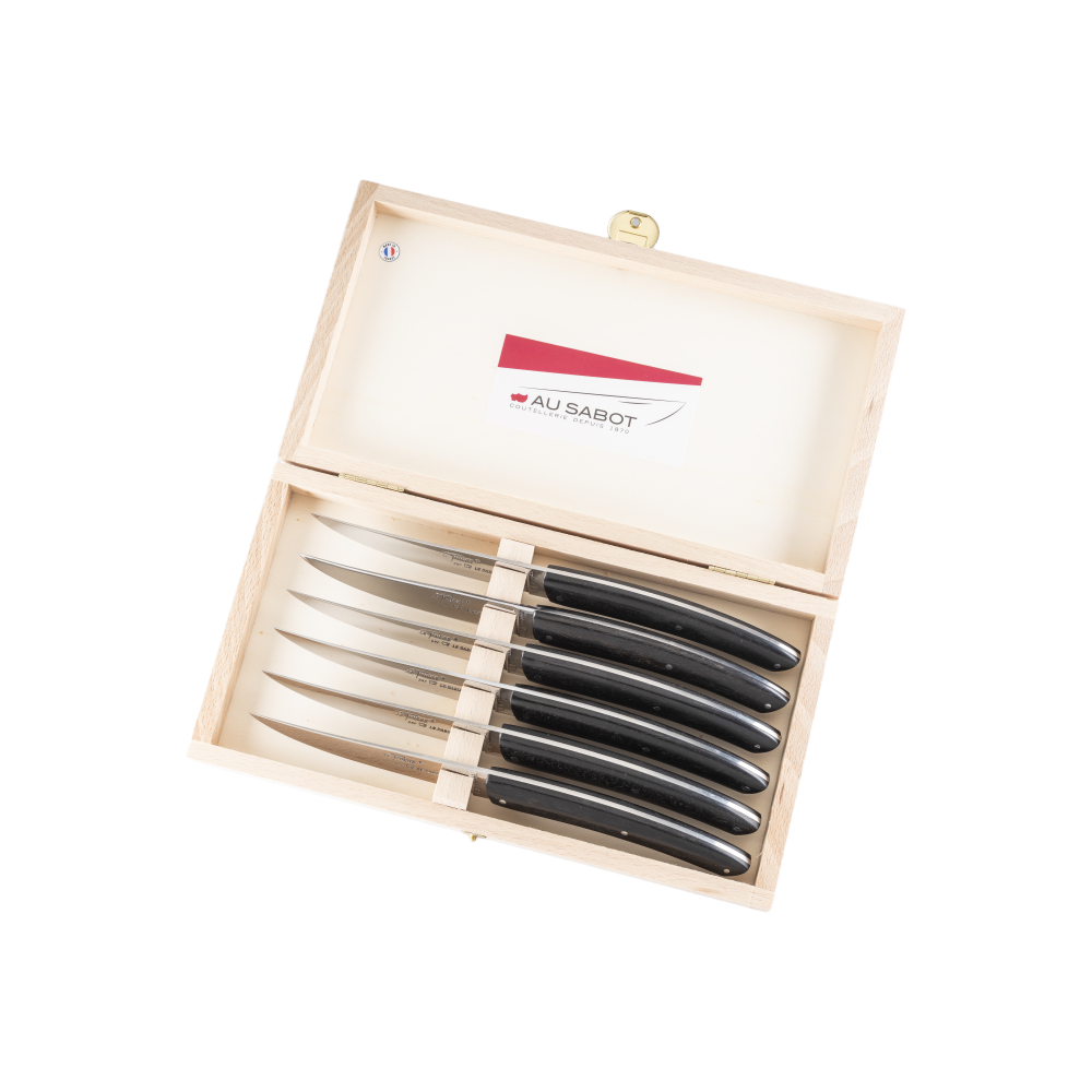Coffret hêtre de 6 couteaux de table Le Thiers® en ébène