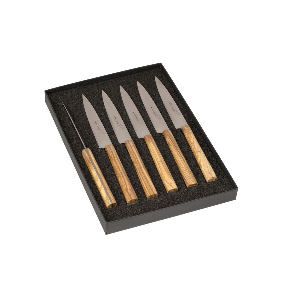 Coffret de 6 couteaux de table Sakura en olivier