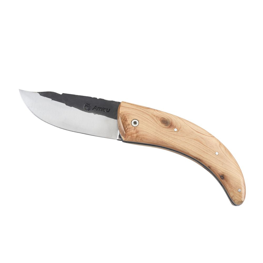 Couteau Amicu® Lame aspect martelée manche genévrier