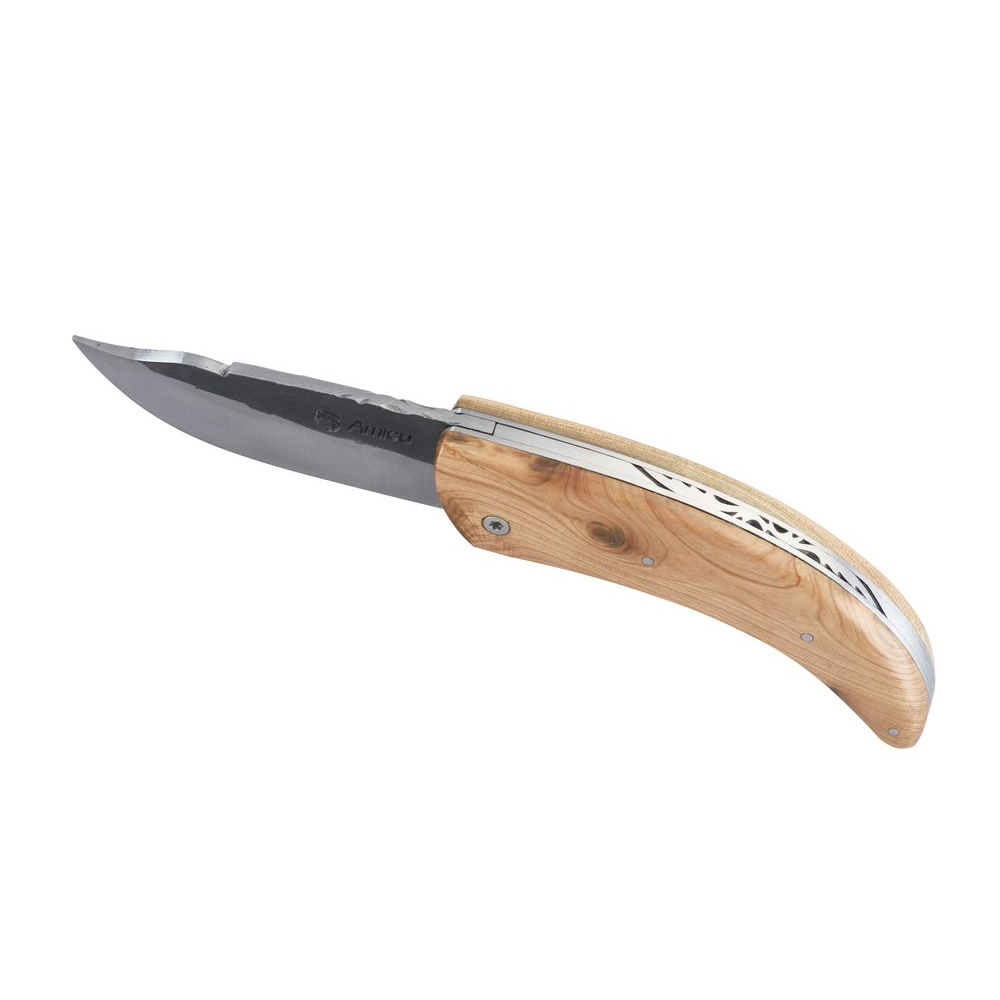 Couteau Amicu® Lame aspect martelée manche genévrier