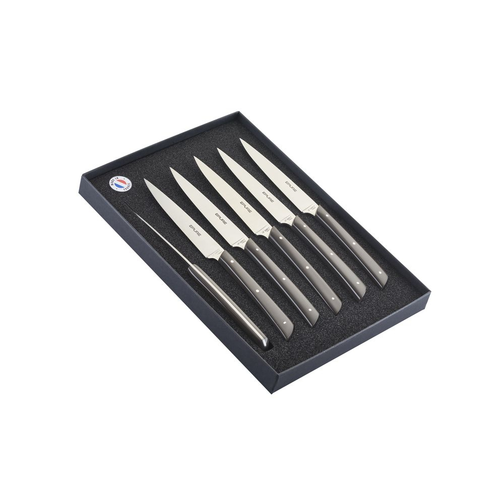 Coffret de 6 couteaux de table Epure® en composite brun