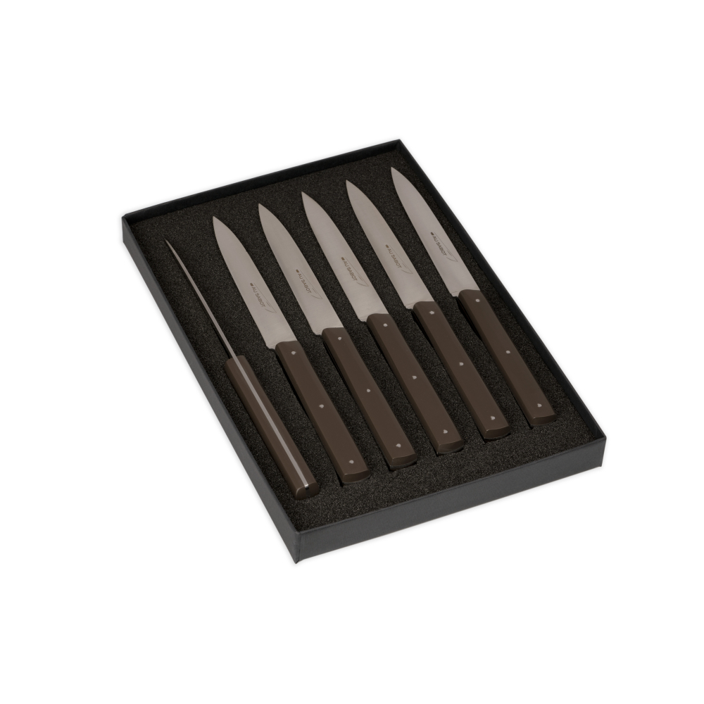 Coffret 6 Couteaux Table Richelieu Composite Brun