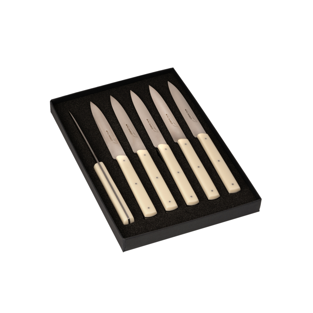 Coffret 6 Couteaux Table Richelieu Composite Sable