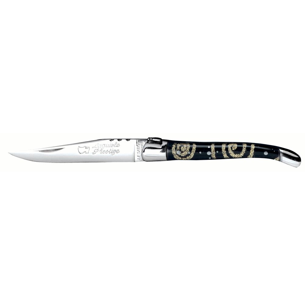 Couteau Laguiole Décoration 10 cm 2 mitres inox paillettes