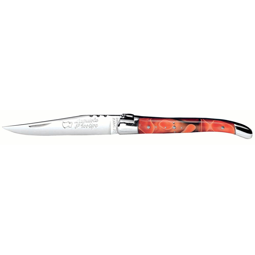 Couteau Laguiole Décoration 10 cm 2 mitres inox rouge torsades