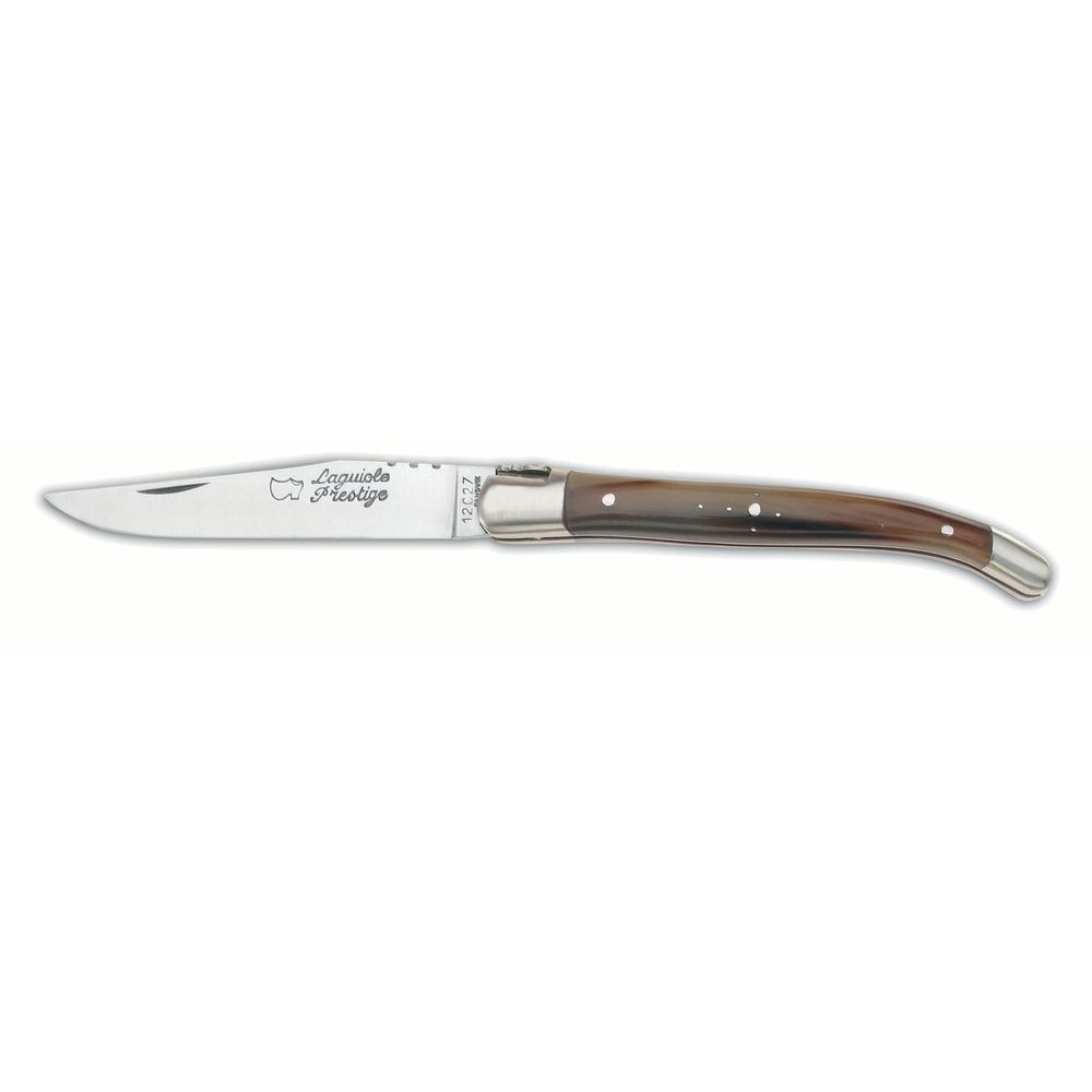Couteau Laguiole 12 cm ressort forgé manche pointe de corne