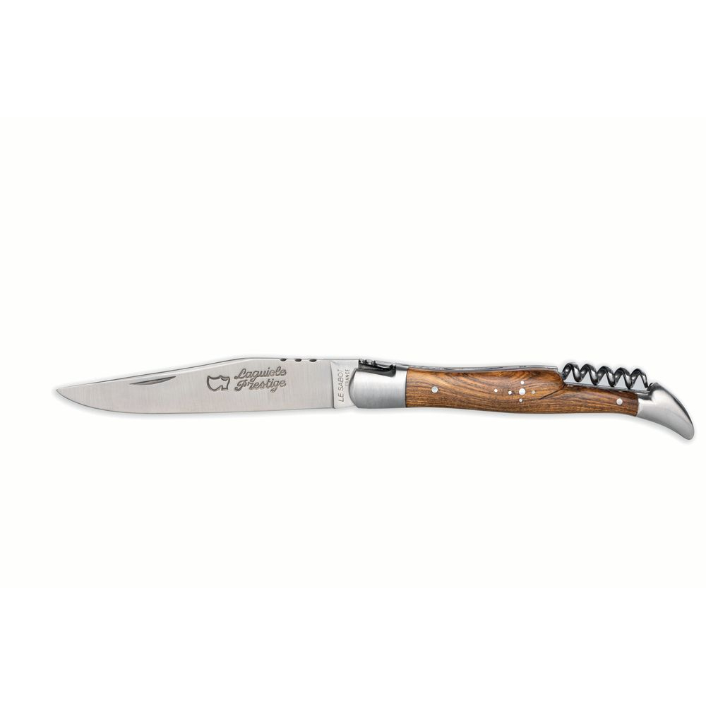 Couteau Laguiole 12 cm avec tire-bouchon ressort forgé manche pistachier