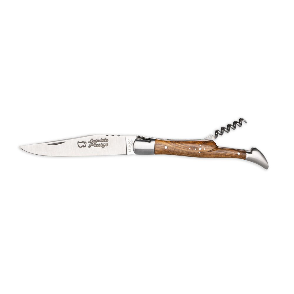 Couteau Laguiole 12 cm avec tire-bouchon ressort forgé manche pistachier