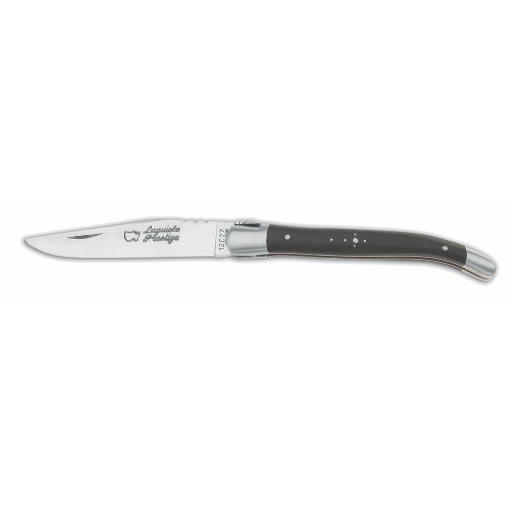 Couteau Laguiole 12 cm 2 mitres inox manche ébène